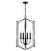 Bentley Four Light Foyer Pendant in Black Iron