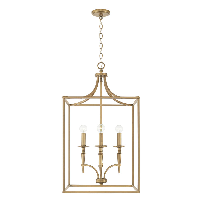Abbie Four Light Foyer Pendant in Aged Brass