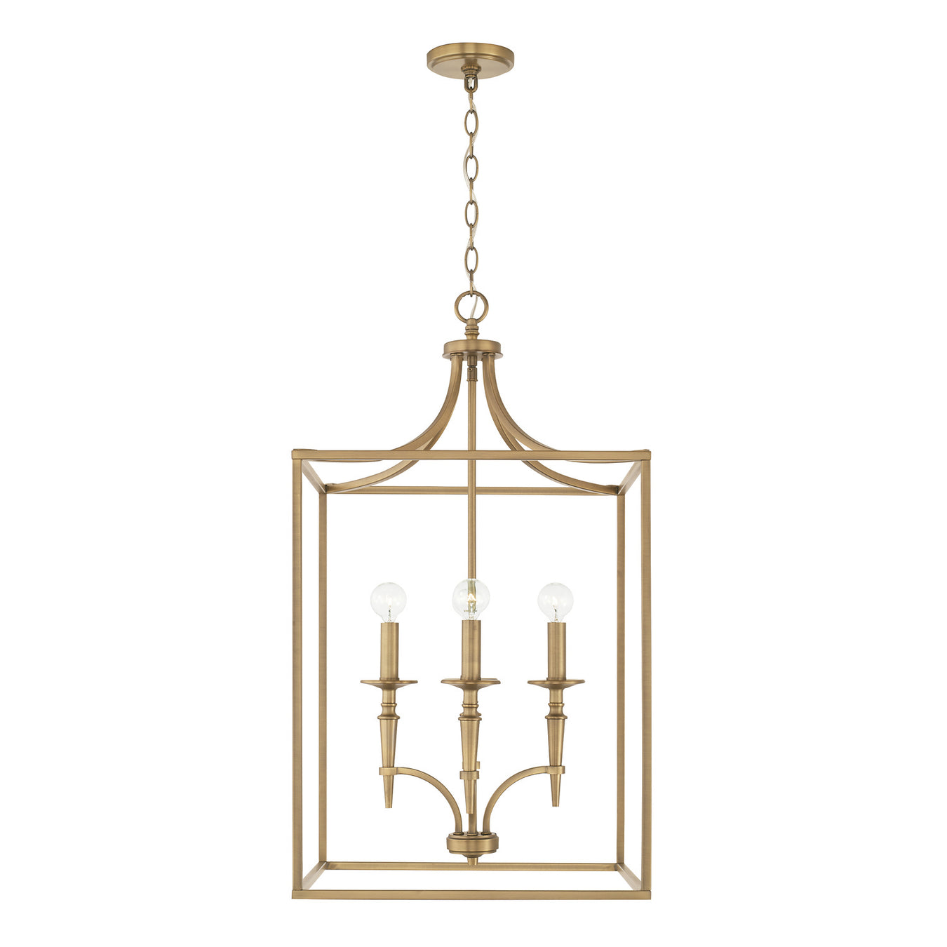 Abbie Four Light Foyer Pendant in Aged Brass