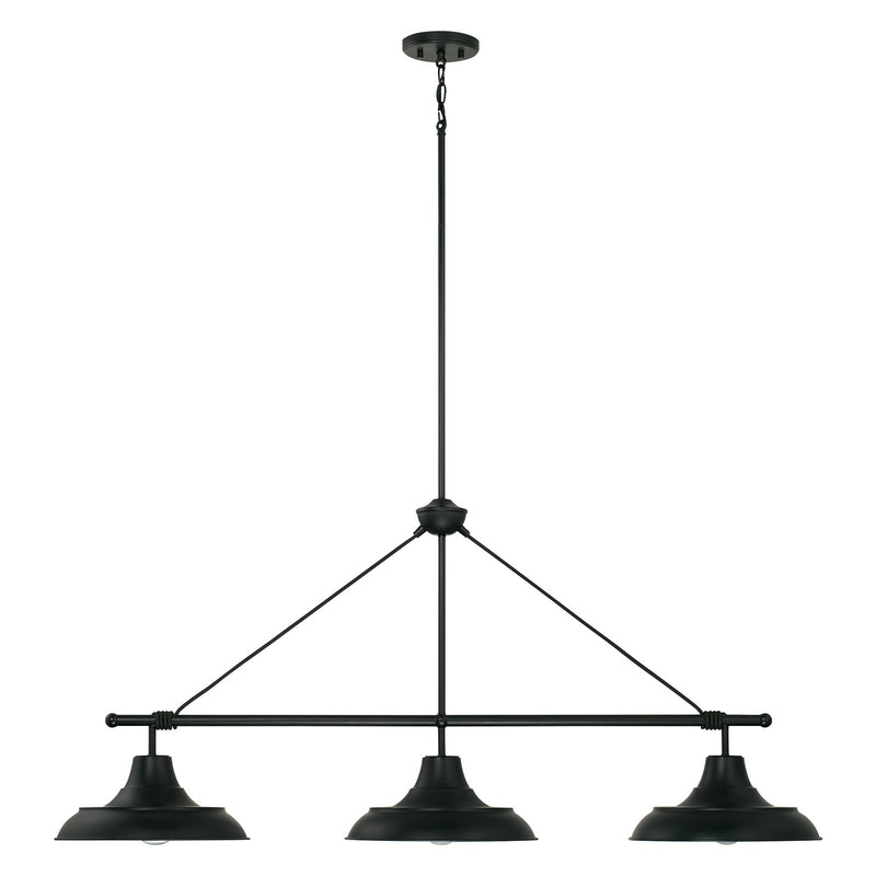Jones Three Light Island Pendant in Matte Black