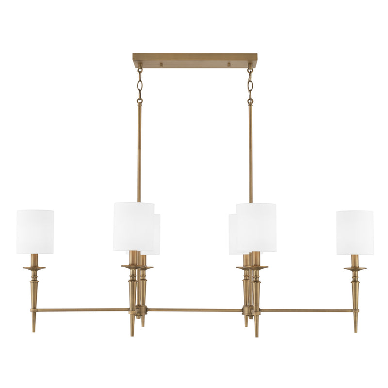 Abbie Six Light Island Pendant in Aged Brass