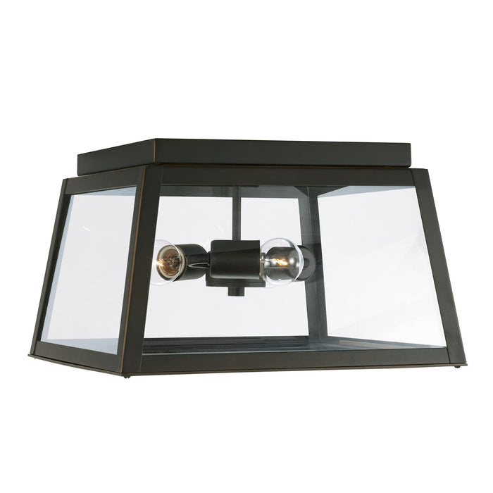 Leighton Three Light Outdoor Flush Mount in Oiled Bronze