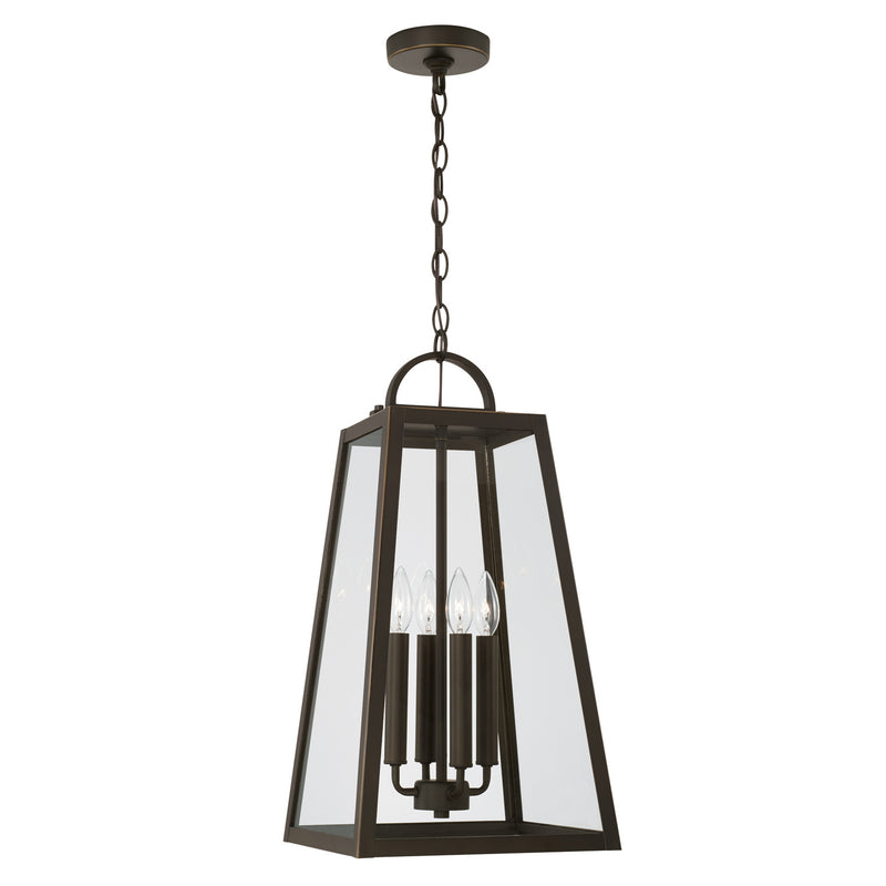 Leighton Four Light Outdoor Hanging Lantern in Oiled Bronze