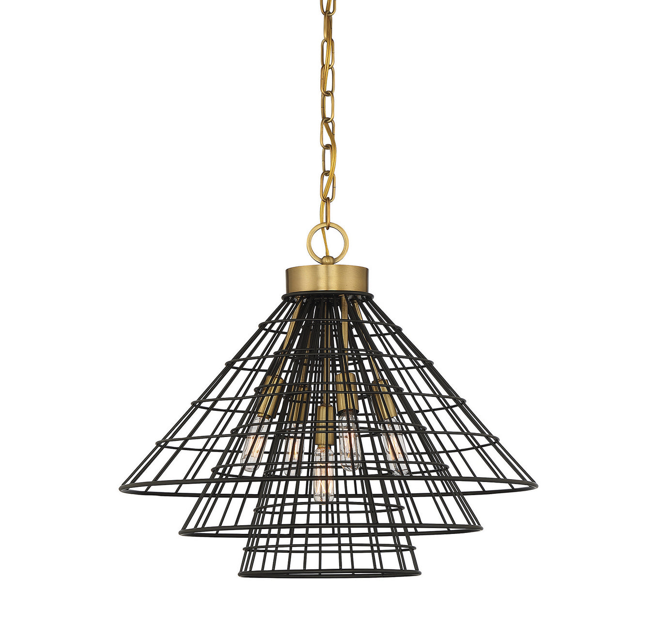 Lenox 5-Light Pendant in Black with Warm Brass Accents - Lamps Expo