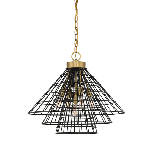 Lenox 5-Light Pendant in Black with Warm Brass Accents - Lamps Expo
