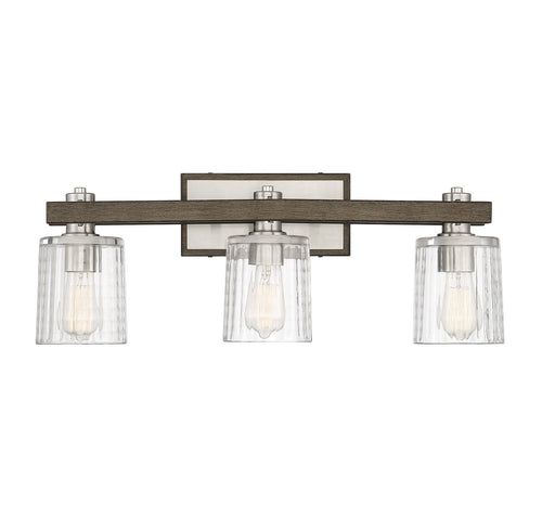 Halifax 3-Light Bath in Satin Nickel with Gray Wood - Lamps Expo