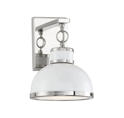 Corning 1-Light Sconce in White with Polished Nickel Accents