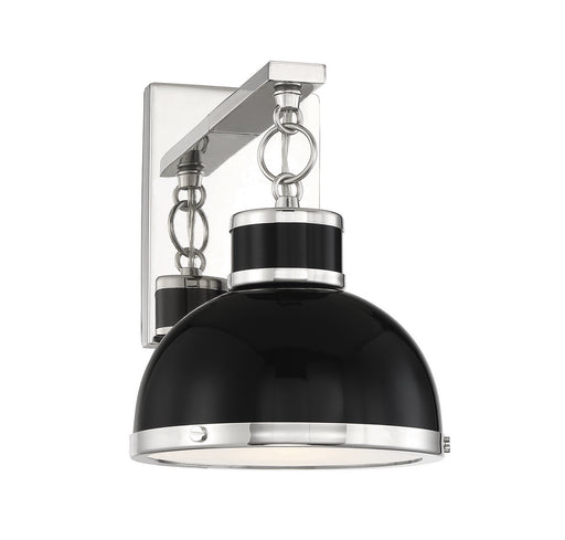 Corning 1-Light Sconce in Black with Polished Nickel Accents