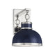 Corning 1-Light Sconce in Navy with Polished Nickel Accents