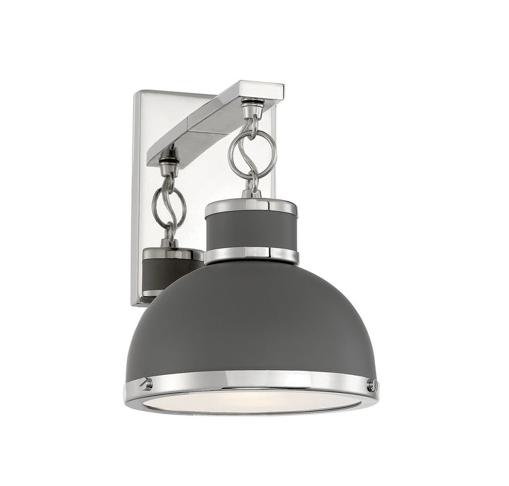 Corning 1-Light Sconce in Gray with Polished Nickel Accents