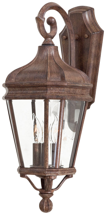 Harrison 2-Light Wall Mount in Vintage Rust & Clear Bevel Glass - Lamps Expo
