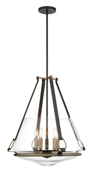 Eden Valley Five Light Pendant/Semi Flush Mount in Smoked Iron with Aged Gold - Lamps Expo