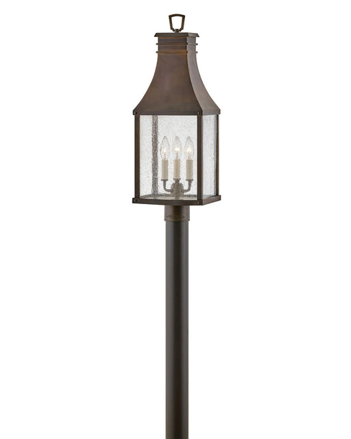 Beacon Hill Three Light Post Top or Pier Mount in Blackened Copper by Hinkley Lighting