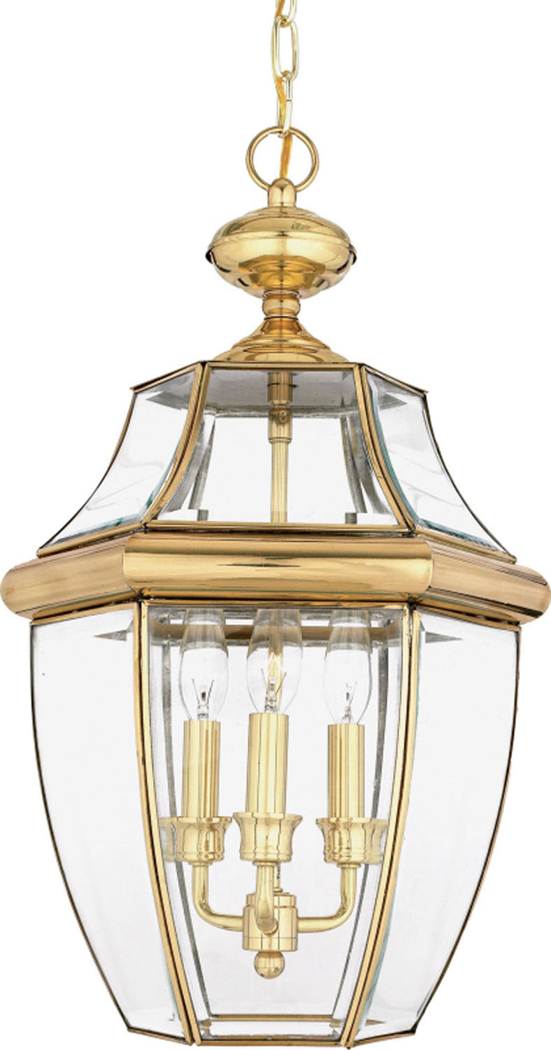 Newbury 3-Light Outdoor Lantern in Polished Brass