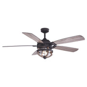 Barnes 54" Ceiling Fan in Matte Black and Rustic Oak