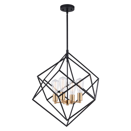 Rad Four Light Pendant in Black and Natural Brass