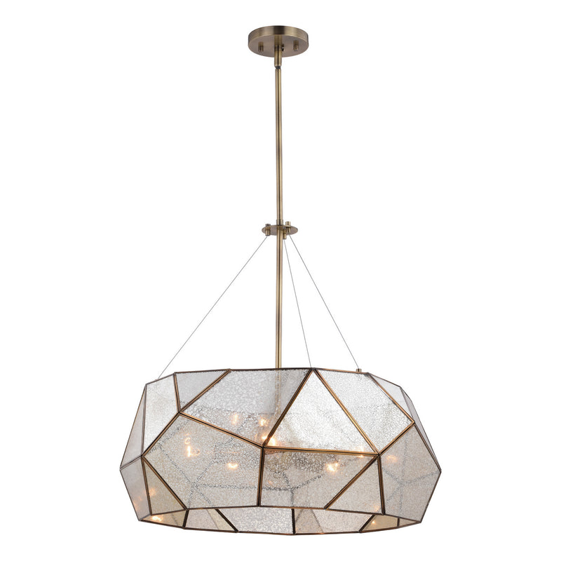 Euclid Five Light Pendant in Aged Brass