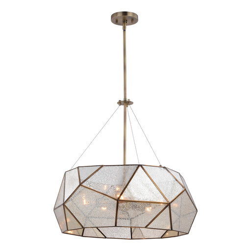 Euclid Five Light Pendant in Aged Brass