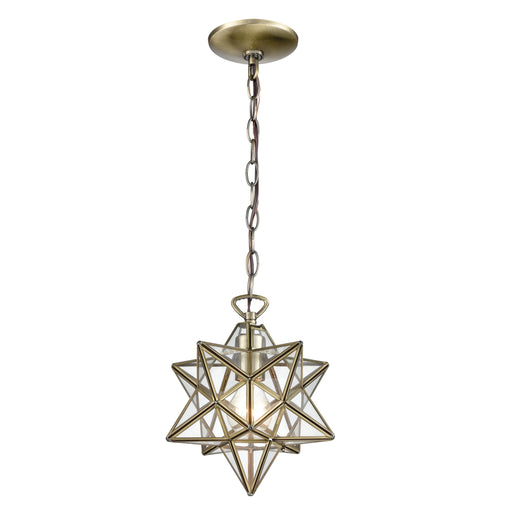 Moravian Star 1-Light Mini-Pendant in Antique Brass