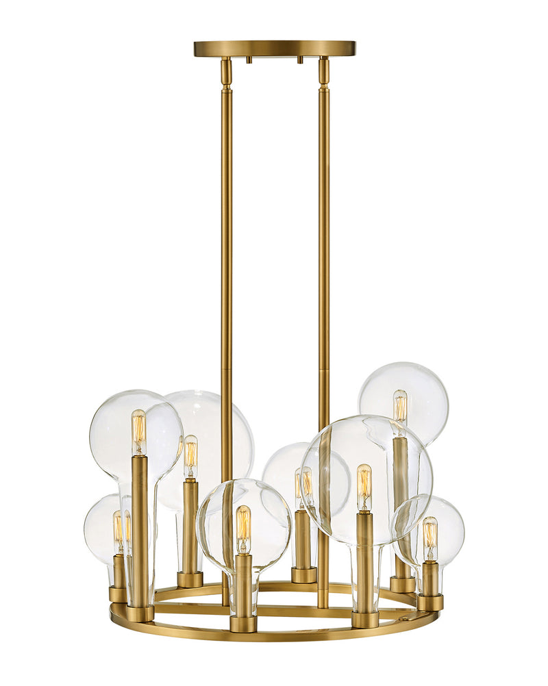 Alchemy Eight Light Chandelier in Lacquered Brass by Hinkley Lighting