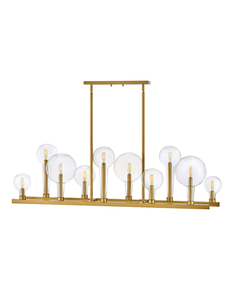 Alchemy Ten Light Linear Chandelier in Lacquered Brass by Hinkley Lighting