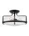 Harper Three Light Semi-Flush Mount in Black with Clear Seedy glass by Hinkley Lighting