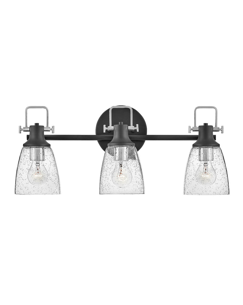 Easton Three Light Vanity in Black with Chrome accents by Hinkley Lighting