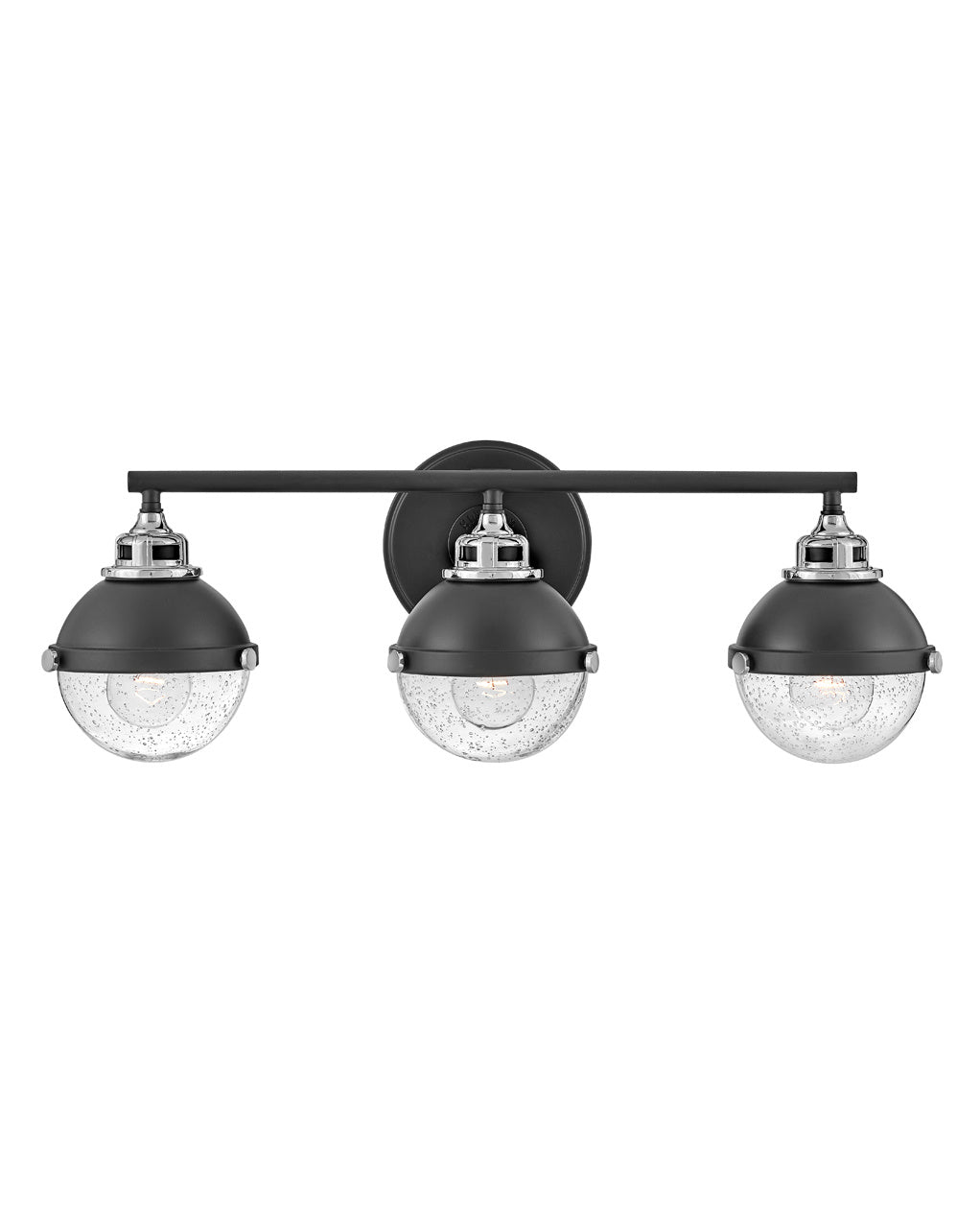 Fletcher Three Light Vanity in Black with Chrome accents by Hinkley Lighting