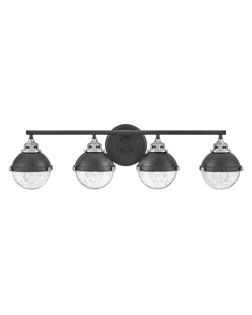 Fletcher Four Light Vanity in Black with Chrome accents by Hinkley Lighting