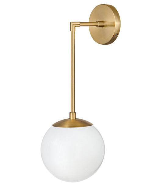 Warby One Light Wall Sconce in Heritage Brass with White glass by Hinkley Lighting