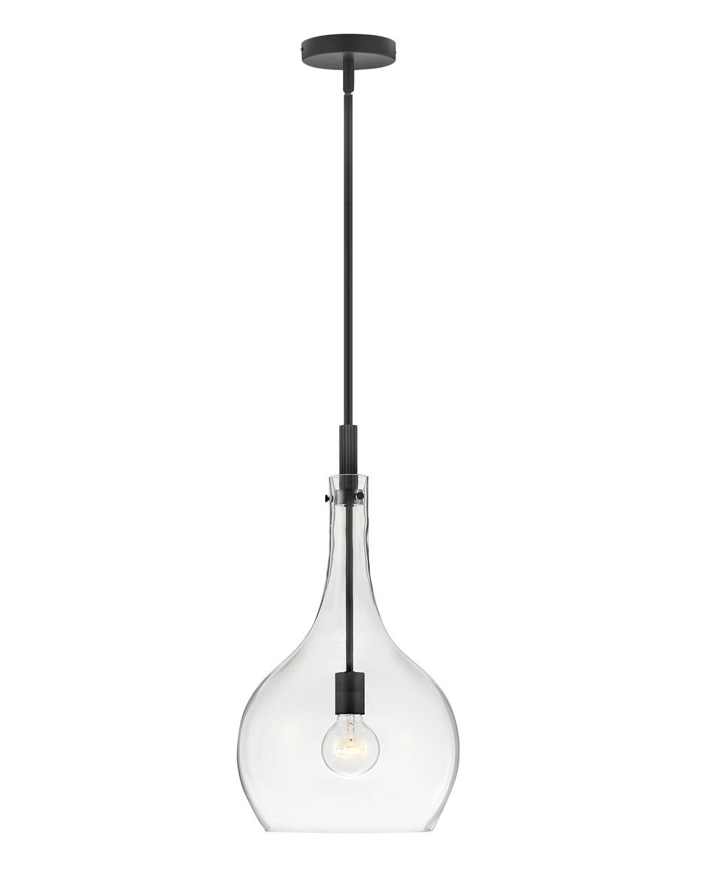Ziggy One Light Pendant in Black with Clear glass by Hinkley Lighting
