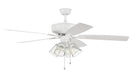Pro Plus 104 Clear 4-Light Kit 52" Ceiling Fan in White from Craftmade, item number P104W5-52WWOK