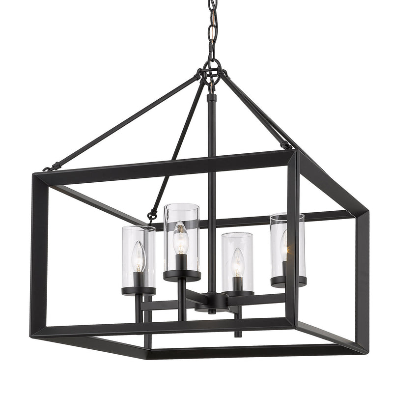 Four Light Chandelier in Matte Black