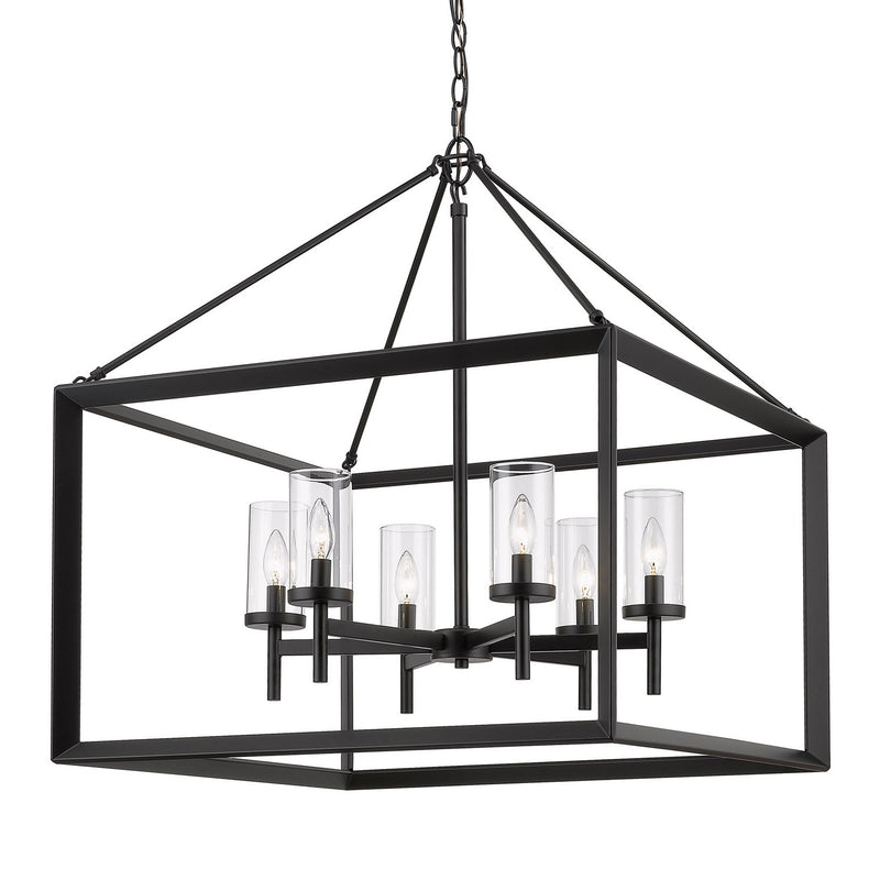 Six Light Chandelier in Matte Black