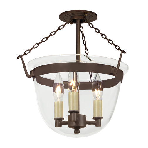 Harris Small Semi Flush Classic Bell Lantern with Clear Glass in Oil rubbed bronze