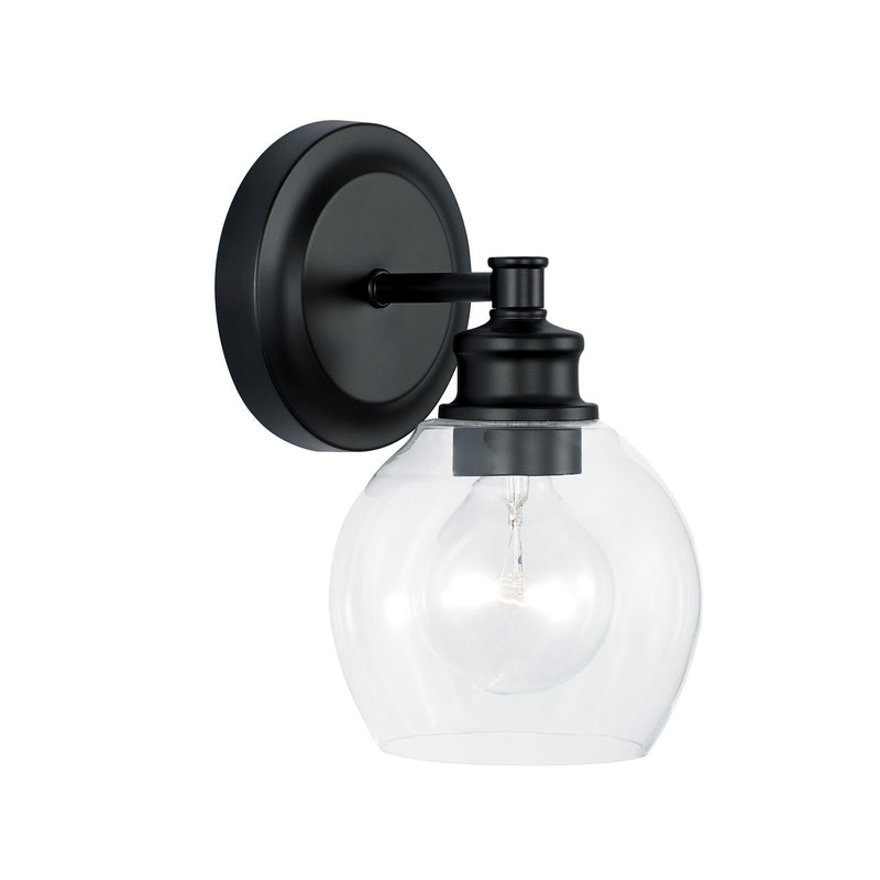 Mid Century One Light Wall Sconce in Matte Black