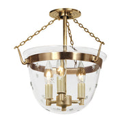 Harris Small Semi Flush Classic Bell Lantern with Tiny Star Glass in Satin Brass