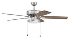 Pro Plus 119 Pan Light Kit 52" Ceiling Fan in Brushed Polished Nickel from Craftmade, item number P119BNK5-52DWGWN