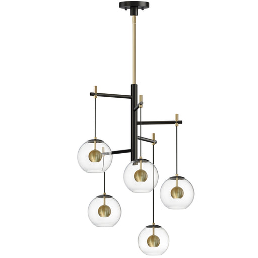 Nucleus LED Pendant in Black / Natural Aged Brass