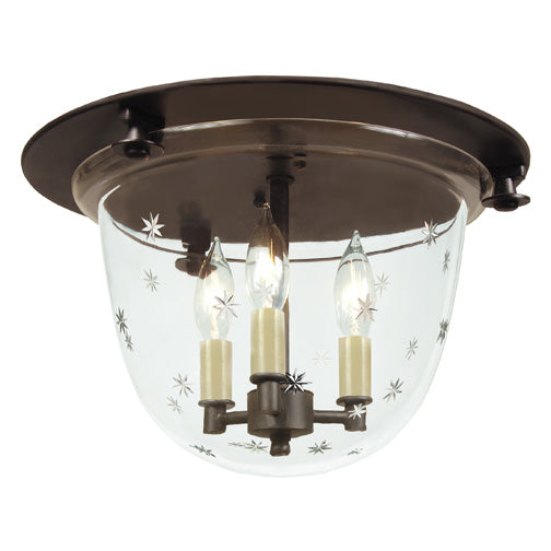 Harris Flush Mount Bell Lantern with Tiny Star Glass in Oil rubbed bronze