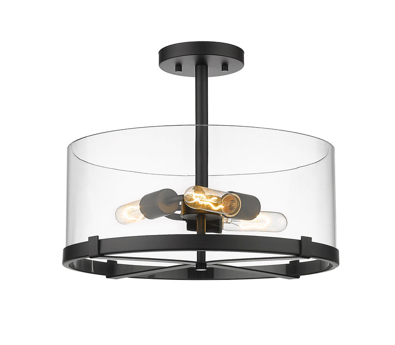 Callista Three Light Semi Flush Mount in Matte Black by Z-Lite Lighting