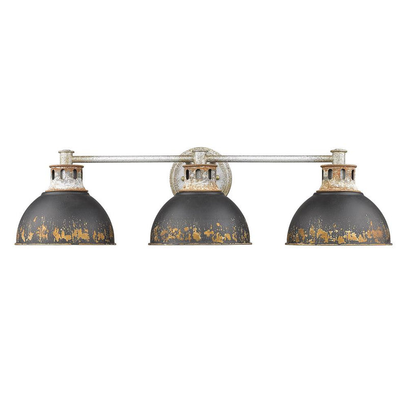 Three Light Bath Vanity in Aged Galvanized Steel
