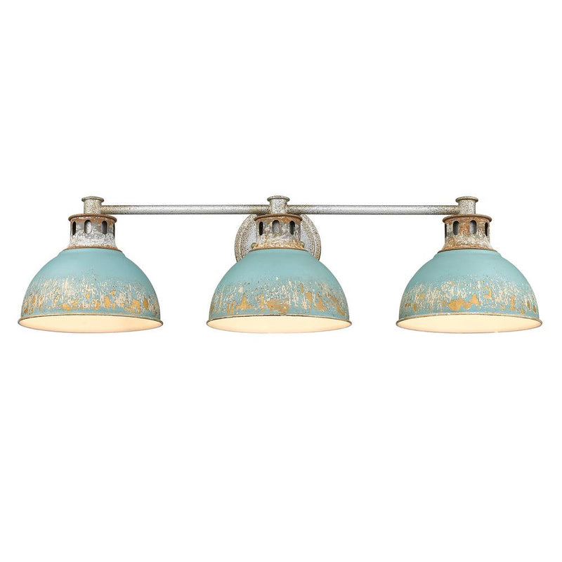 Three Light Bath Vanity in Aged Galvanized Steel
