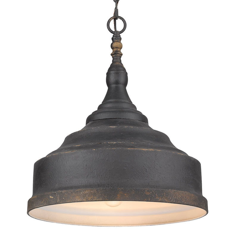 Three Light Pendant in Antique Black Iron