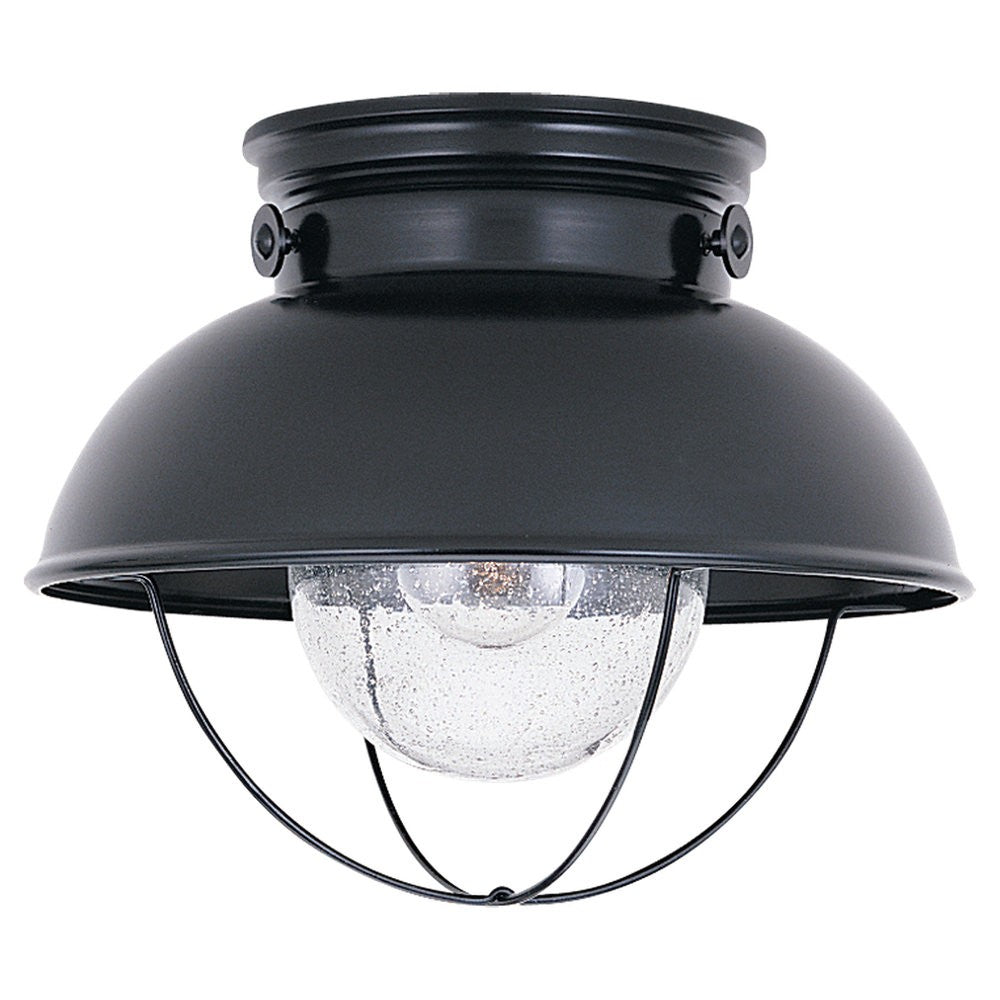 Sebring One Light Outdoor Ceiling Flush Mount in Black - Lamps Expo