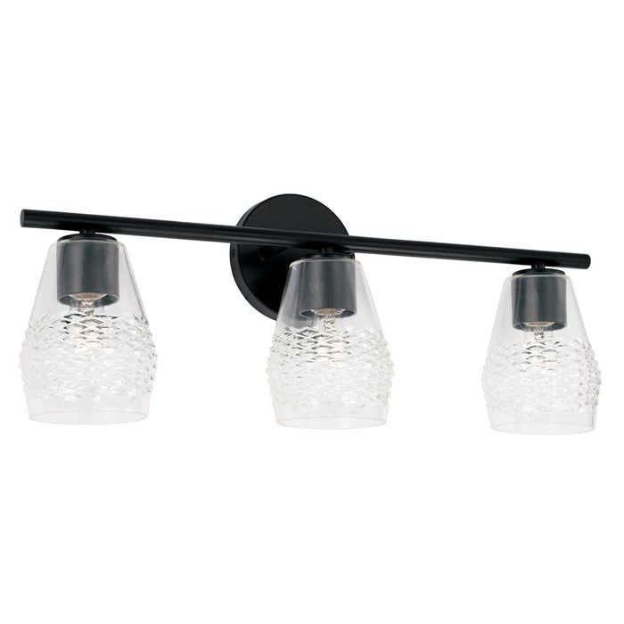 Dena Three Light Vanity in Matte Black