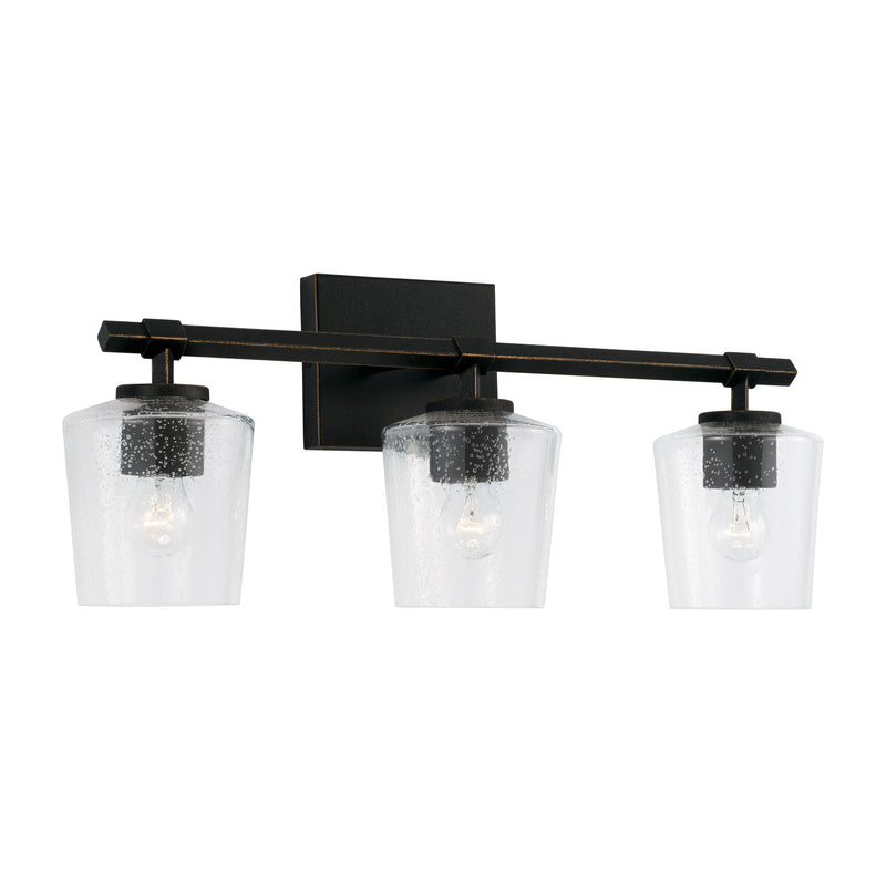 Ogden Three Light Vanity in Brushed Black Iron