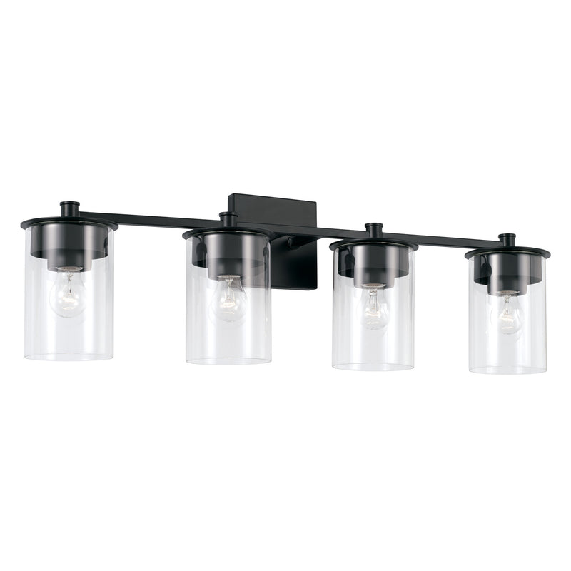 Mason Four Light Vanity in Matte Black
