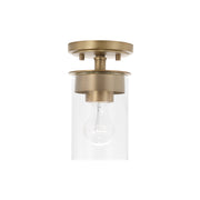 Mason One Light Semi-Flush Mount in Aged Brass