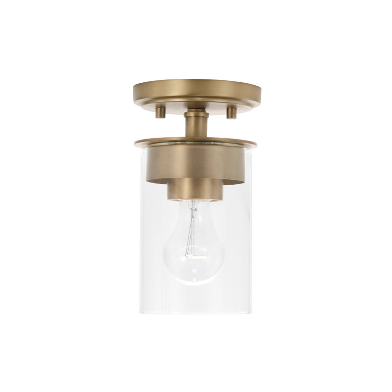 Mason One Light Semi-Flush Mount in Aged Brass